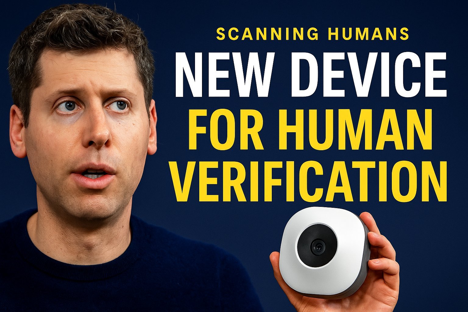 Worldcoin iris scan verification using Orb device by Sam Altman