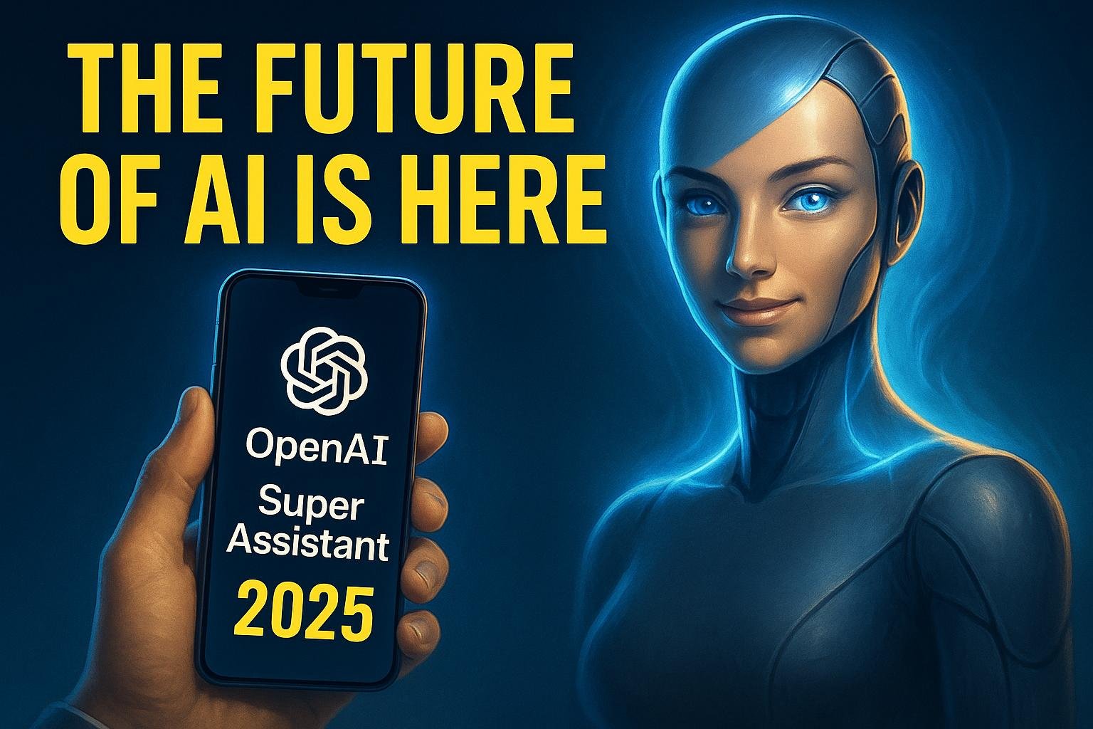 OpenAI Super Assistant user interface with futuristic AI integration on screen